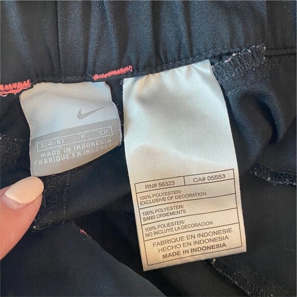 Nike Small Athletic Shorts Black Pink Roll Tab Cuff Womens Outdoors Pockets - Picture 6 of 8